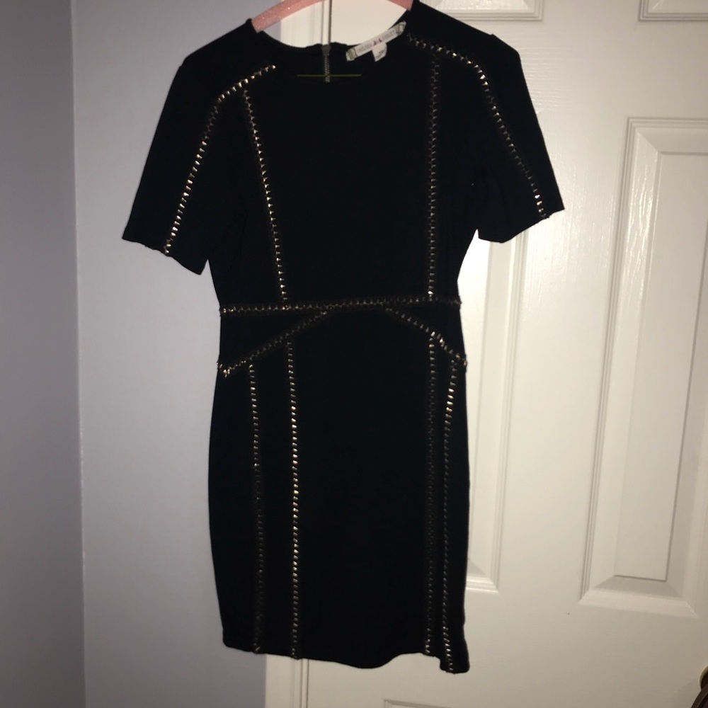 Front and back black studded dress